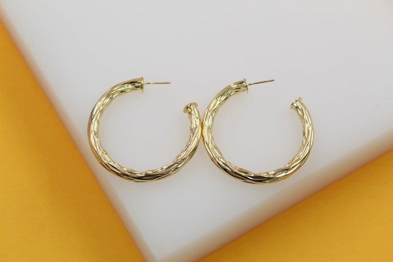 18K Gold Filled Twisted Open Hoop Earrings (K10, K11, K12, K13)