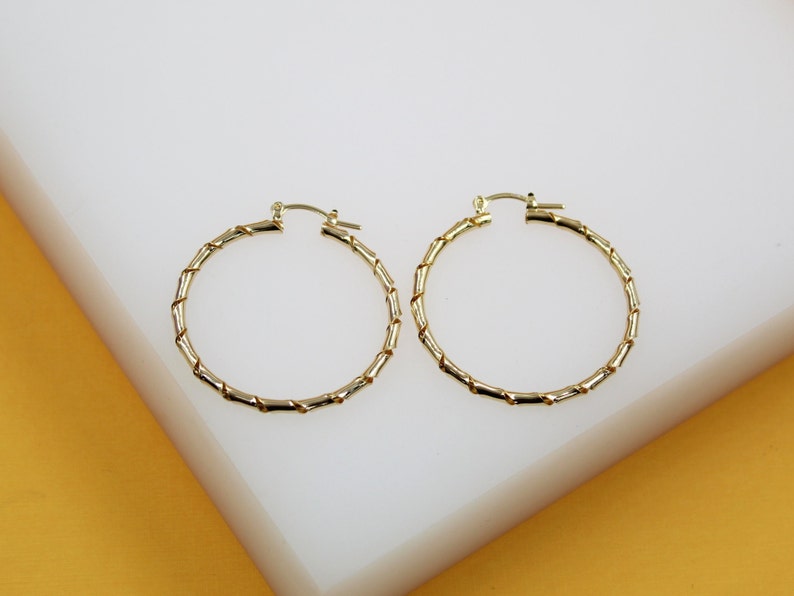 18K Gold Filled Thick Twisted Hoops Lever Back Earrings