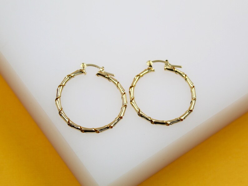 18K Gold Filled Thick Twisted Hoops Lever Back Earrings