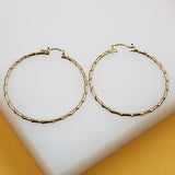 18K Gold Filled Thick Twisted Hoops Lever Back Earrings