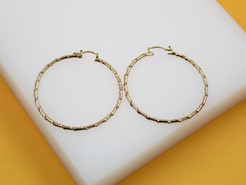 18K Gold Filled Thick Twisted Hoops Lever Back Earrings