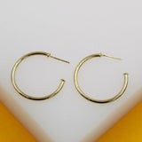 18K Gold Filled 2mm Slim Open Hoop Stud Earrings
