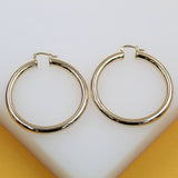 18K Gold Filled 5mm Thick Lever Back Hoop Earrings (J12)