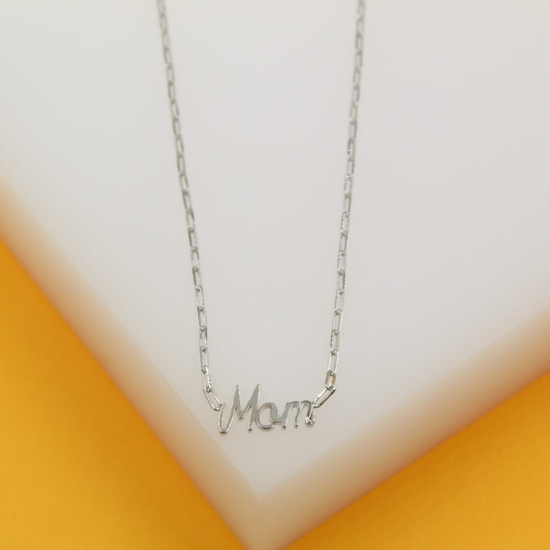 18K Gold Filled Paper Clip Mom Necklace (H73)
