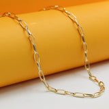 18K Gold Filled 4mm Paperclip Dainty Chain Necklace (F176)