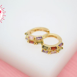 Chevron 6 Bar CZ Baguette Huggies (L73) [Style I]