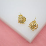 18K Gold Filled Golden Wire Knot Stud Earrings (J180)