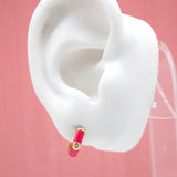 18K Gold Filled Colorful Huggies Earrings With CZ Cubic Zirconia Stone (L288)
