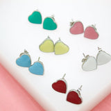 18K Gold Filled Colors Heart Stud Earrings (L44)