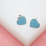 18K Gold Filled Colors Heart Stud Earrings (L44)