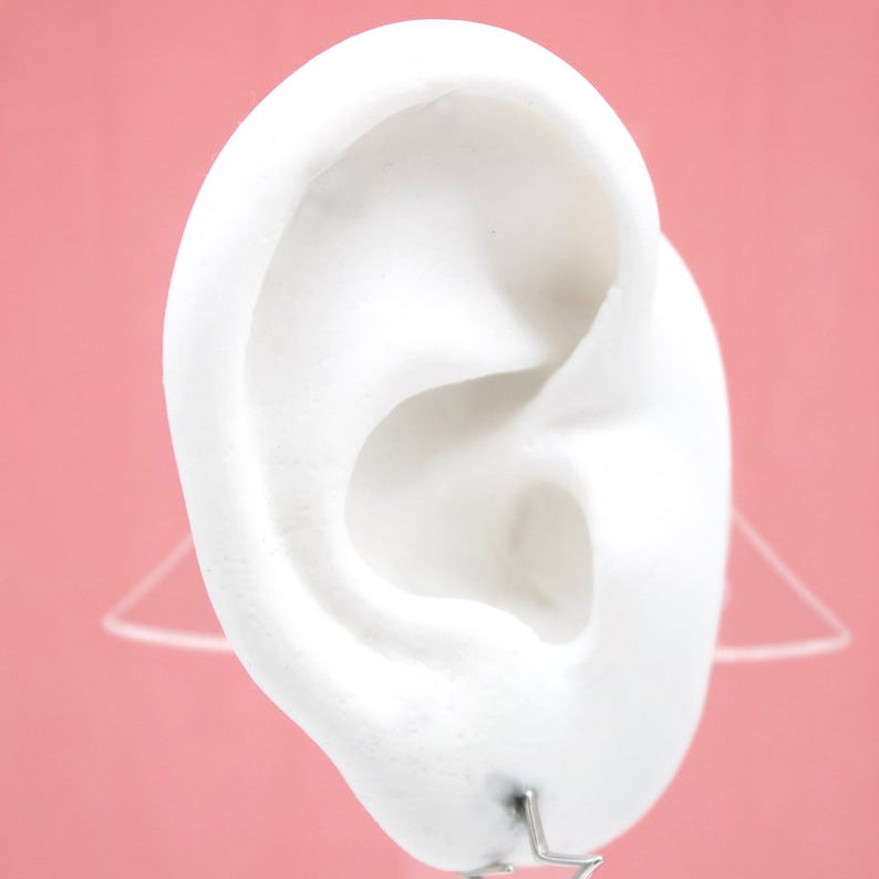 18K Rhodium Filled Open Star Hoop Modern Minimalist Stud Earrings